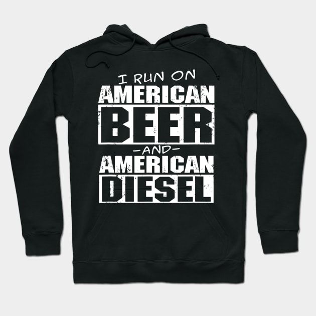 Mens Funny American Diesel Truck and Beer Hoodie by lohstraetereva